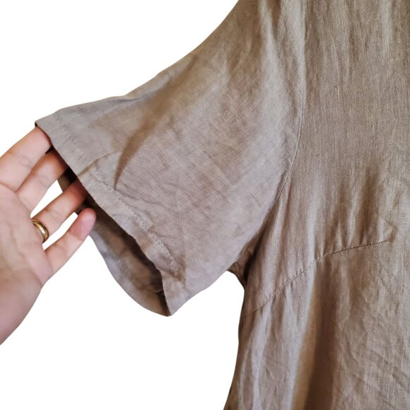 Lungo L'arno | Linen Lagenlook Popover Tunic Dress Hi Low Hem with Pockets - Picture 5 of 15